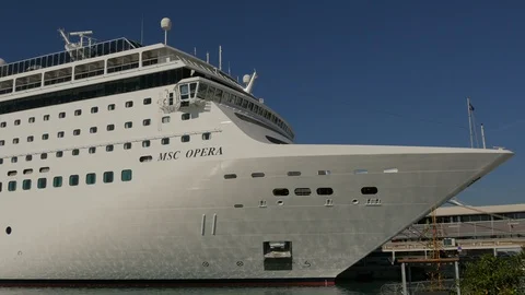 Pan left of MSC Opera ship Stock Footage 86401301