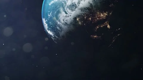 A Pan up from left orbiting planet earth Video stock 155222524