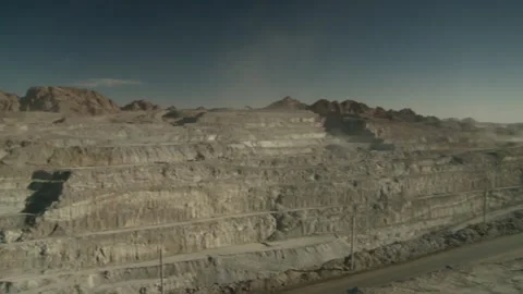 Pan left over an opencast mine Stock Footage 312400340