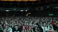 Pan Left Panoramic View People Watching Football Match Germany Team Supporters HD Footage