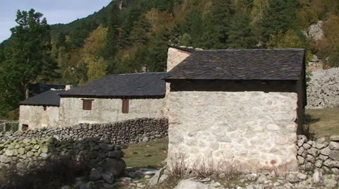 Pan left from Ramio old town to the valley of Madriu towards Andorra la Vella Stock Footage 33421004