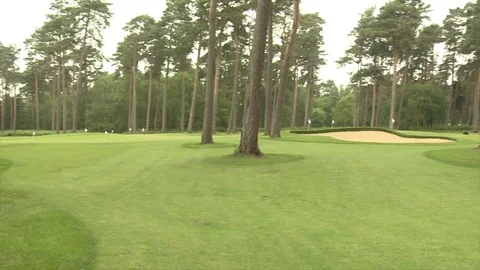 Pan from left to right across a golf practice ground Stock Footage 80468965