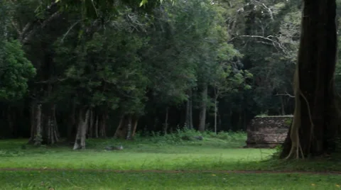 Pan left to right chedi ruins Stock Footage 35289158