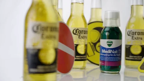 Pan From Left To Right Cough Syrup Corona Video stock 126157543