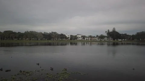 Pan left to right at Crescent Lake Park in St. Petersburg, FL Stock Footage 257579684