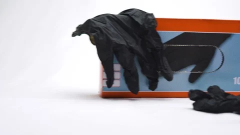 Pan From Left To Right Disposable Gloves Stock Footage 126015011