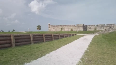 Pan left to right Historic Castillo de San Marcos Fort Editorial Use Only June 6 Stock Footage 311021340