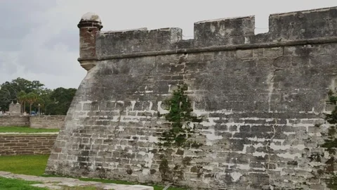 Pan left to right Historic Castillo de San Marcos Fort Editorial Use Only June 6 Stock Footage 311215090