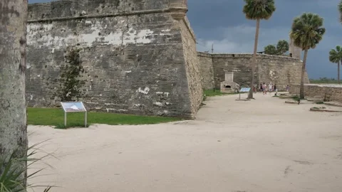 Pan left to right Historic Castillo de San Marcos Fort Editorial Use Only June 6 Stock Footage 311215474