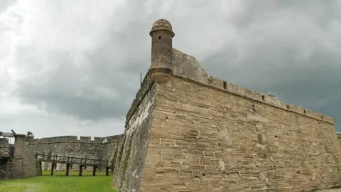 Pan left to right Historic Castillo de San Marcos Fort Editorial Use Only June 6 Stock Footage 311215497