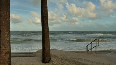 Pan left to right looking west in the early morning towards Gulf of Mexico. At P Stock Footage 281963211