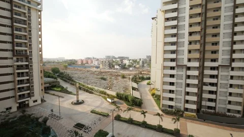 Pan-left-to-right-modern-high-rise-residential-buildings-2 스톡 동영상 105585982