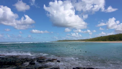 Pan Left to Right Ocean waves to beach Video stock 138455407