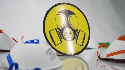 Pan From Left To Right Showing FFP3 Face Masks Stock Footage 125911491