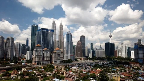 Pan from left to right timelapse footage:  Kuala Lumpur cityscape Stock Footage 109018754