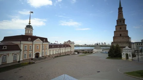 Pan Left to Right: Triangular Building in the Midst of the Normal Buildings With Stock Footage 117727157