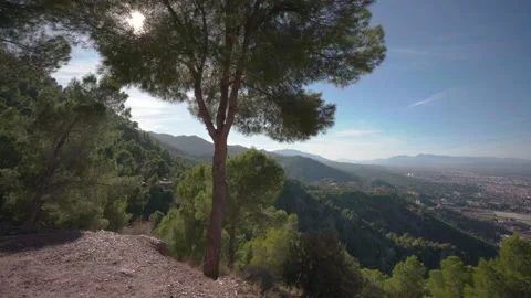 Pan Left To Right wide view of Murcia city over the mountains Stock Footage 151483258