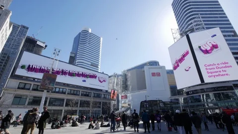 Pan Left to Right of Yonge-Dundas Square Stock Footage 88931115