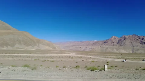 Pan left roadside view, driving on highway of Leh Ladahk, North India. Stock Footage 327558827
