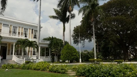 Pan left shot of Devon House in Jamaica Stock Footage 95488668