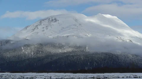 Pan Left Snow Covered Mountain Stock Footage 38055619