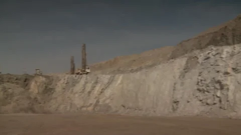 Pan left of terrain of an opencast mine Stock Footage 312400423