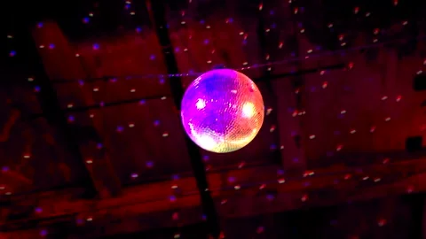 Pan Left Tilt up Disco Ball on Ceiling Williamsburg Brooklyn NYC 4k Stock Footage 267737577