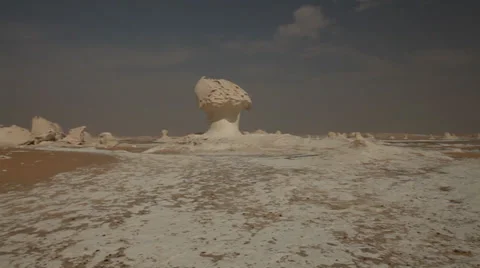 Pan on limestone formations, White Desert, Egypt Stock Footage 36117182