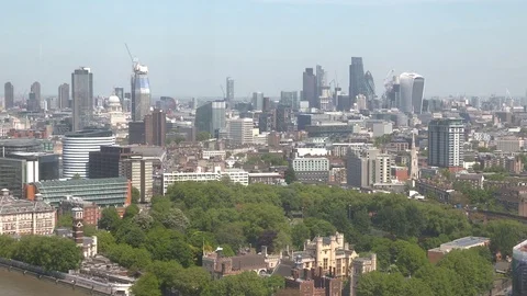 Pan of London Skyline Stock Footage 75483909