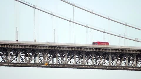 Pan with lorry on Forth Road Bridge Stock Footage 21894483