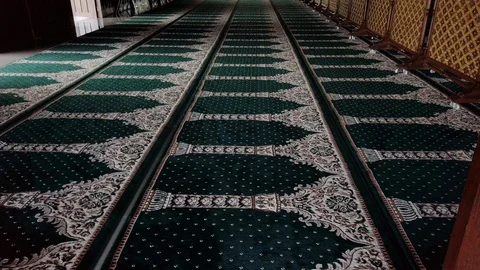 Pan up of a low light area for prayer at Masjid Ar Rahman in Kelantan, Malaysia. Stock Footage 123164314