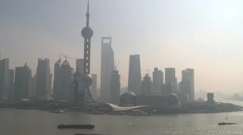 Pan from Lujiazui to Bund Stock Footage 603910