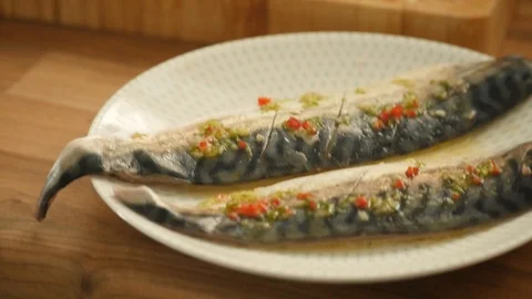 Pan from Mackerel toPeppers 库存影片 115057774