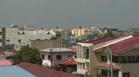 Pan of Manila Rooftops left Stock Footage 11495208