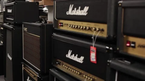 Pan marshall guitar amplifier Stock Footage 56036158