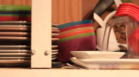 PAN OF MESSY KITCHEN CABINET 스톡 동영상 32481459