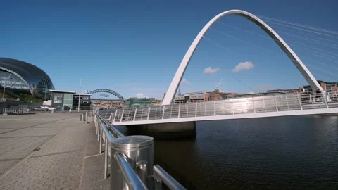 Pan to Millenium Bridge in Newcastle Stock Footage 223345113