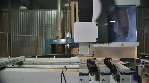 Pan of milling cutting wood machine Stock Footage 61525370