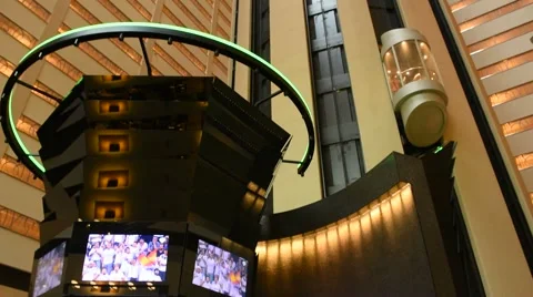 Pan Up Modern Elevator Ascending-Times Square Marriott Marquis Hotel- (3 of 4) Stock Footage 64447051
