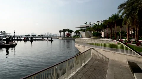 Pan Motion view of Dubai Creek Harbour Stock Footage 255647183