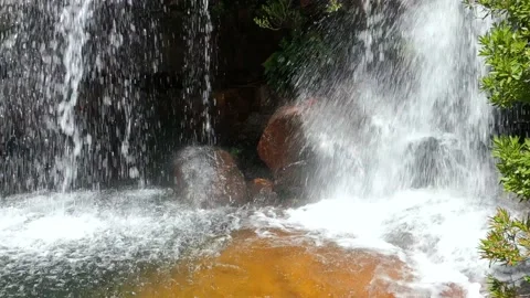 Pan up motion with view of waterfall in the Cederberg mountain area Stock Footage 176738710