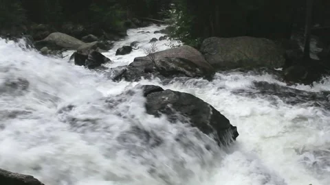 Pan Of Mountain Cascade In The Rocky Mountains Stock Footage 130683335