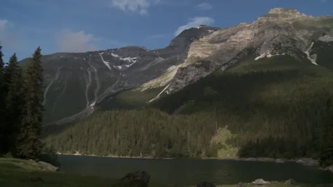 Pan of a mountain with a river Stock Footage 231468622