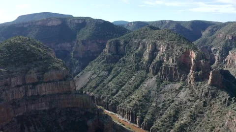 Pan of Mountains Canyons Gorge and River in Apache Indian Reservation Arizona Stock Footage
