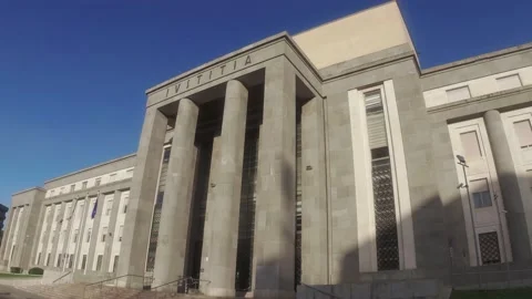 Pan Movement. Facade Af A Courthouse Stock Footage 150651109