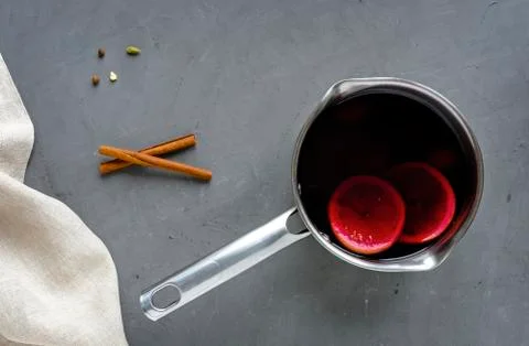 Pan with mulled wine Foto stock