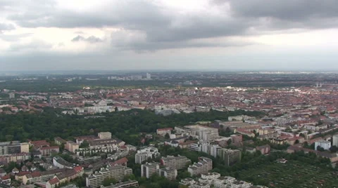 Pan on Munich center from tower Stock Footage 33623116
