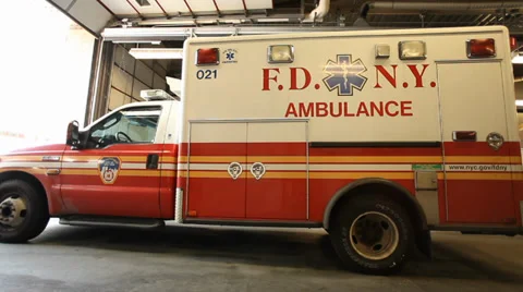 Pan of New York Ambulance Video stock 33749956