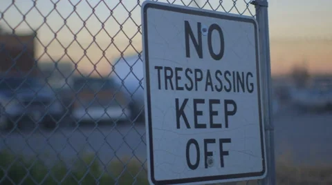 Pan of No Trespassing Keep Off Sign Stock Footage 60163442