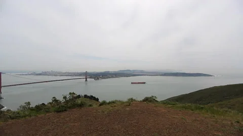 Pan at north viewpoint of golden gate bridge Stock Footage 37363189